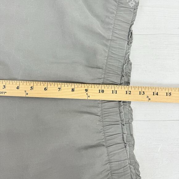 J.Jill Cropped Wide Leg Pants Women XL Gray Embroidered Pull On Tencel Boho - Picture 11 of 14